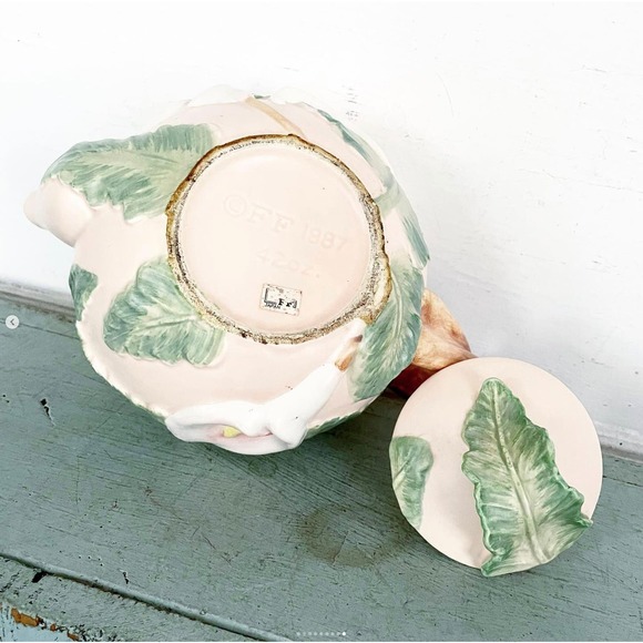Vintage Teapot Calla Lily Fitz Floyd Emboss Hand-Painted Flower Japan 42oz 1987 - Picture 9 of 9